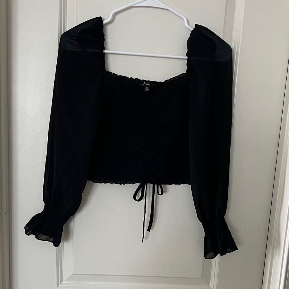 Papaya Black Long Sleeve Blouse